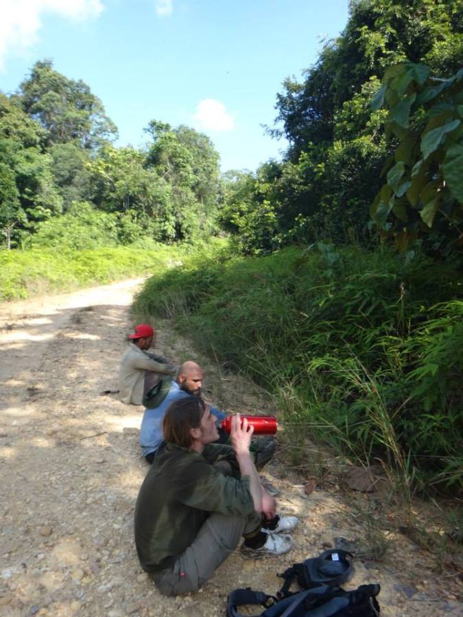 John Mathai & team waiting for a lift back to the field station